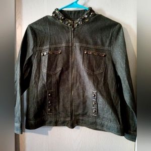 Ladies Rhinestone stretchy denim jacket